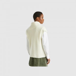 Chaleco Benetton Long high neck Mujer Blancos | IKPBFH451