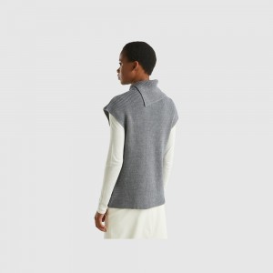 Chaleco Benetton Long high neck Mujer Grises Oscuro | YSTAIN490