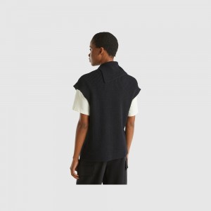 Chaleco Benetton Long high neck Mujer Negros | PCQWIM978