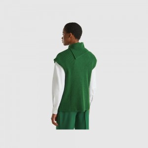 Chaleco Benetton Long high neck Mujer Verdes Oscuro | WREMXB157