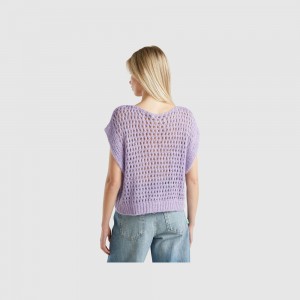 Chaleco Benetton Mesh lurex Mujer Morados | DTOQWC076