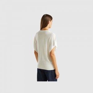 Chaleco Benetton draping Mujer Blancos | NTCOWR603