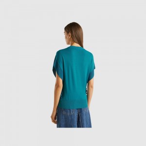 Chaleco Benetton draping Mujer Verdes Oscuro | FIDZLX342