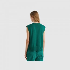 Chaleco Benetton wool and viscose blend Mujer Verdes Oscuro | RXIZCA708
