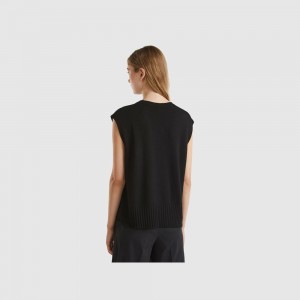 Chaleco Benetton wool and viscose blend Mujer Negros | JQVOWI106