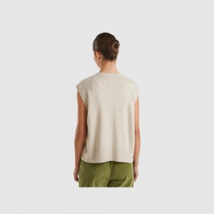 Chaleco Benetton wool and viscose blend Mujer Beige | FPLOWT837