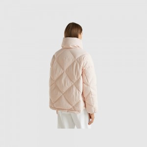 Chamarra Acolchada Benetton High collar puffer in genuine recycled down Mujer Rosas | SIONAH103