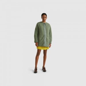 Chamarra Acolchada Benetton Long bomber in nylon Mujer Verdes Claro | PDIYFO512