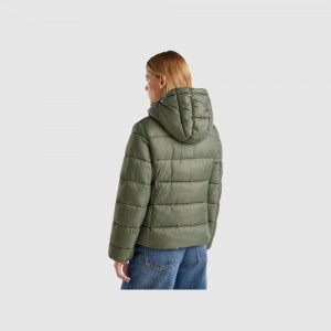 Chamarra Acolchada Benetton Padded puffer with recycled wadding Mujer Verdes | VAKXHL942
