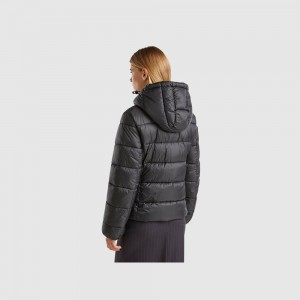 Chamarra Acolchada Benetton Padded puffer with recycled wadding Mujer Negros | BIHXZU891