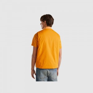 Chamarras Benetton Vest with checked lining Hombre Naranjas | XTNFVG971