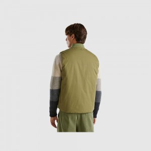 Chamarras Benetton Vest with checked lining Hombre Verdes | ERLFOA942