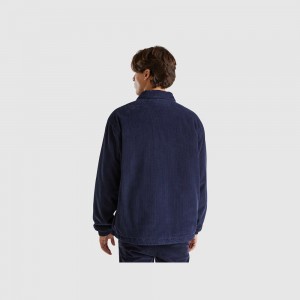Chamarras Benetton padded velvet Hombre Azules Oscuro | UKAWNL514