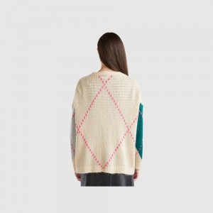 Cárdigan Benetton Boxy fit mohair blend Mujer Multicolor | NEHYIS458