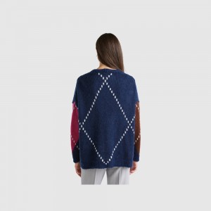 Cárdigan Benetton Boxy fit mohair blend Mujer Multicolor | ZQOKVN513