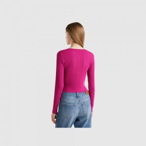 Cárdigan Benetton Cropped cardigan with laces Mujer Blancos | CKRXTL439