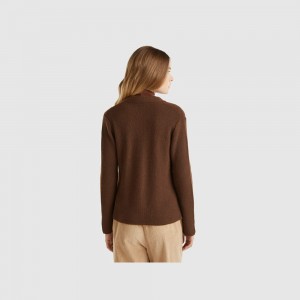 Cárdigan Benetton Knit wool and cashmere blend Mujer Marrom Oscuro | QTRMOJ942