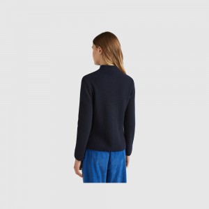 Cárdigan Benetton Knit wool and cashmere blend Mujer Azules Oscuro | GDJLTU459