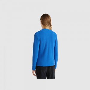 Cárdigan Benetton Knit wool and cashmere blend Mujer Azules Claro | UDRAGI876