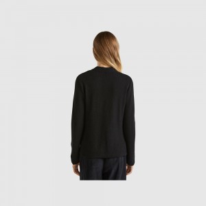 Cárdigan Benetton Knit wool and cashmere blend Mujer Negros | FOGIYT362
