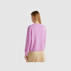 Cárdigan Benetton Lilac pure Merino wool Mujer Morados | ESFMYH586