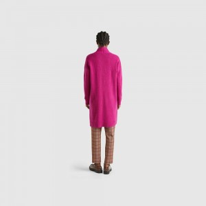 Cárdigan Benetton Long pure Shetland wool Mujer Fucsia | PUOQBH120