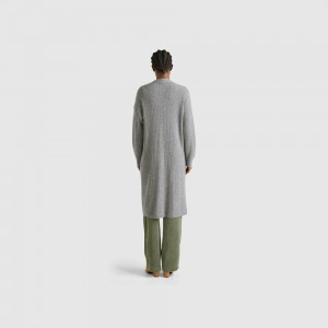 Cárdigan Benetton Long wool blend Mujer Grises Claro | HYEJBP745