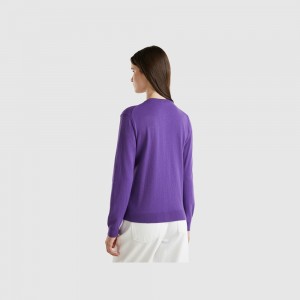 Cárdigan Benetton cashmere and wool blend Mujer Morados | BMGIUY543