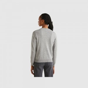 Cárdigan Benetton cashmere and wool blend Mujer Grises Claro | ZWNLDA472
