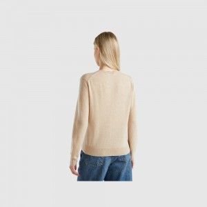 Cárdigan Benetton pure cashmere Mujer Beige | TNBDZK689