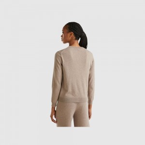 Cárdigan Benetton wool and cashmere blend Mujer Marrom | RUCDZM926
