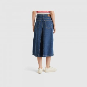 Falda Benetton Denim midi Mujer Azules | NIFHSB092