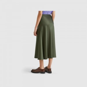 Falda Benetton Flowy satin look Mujer Verdes | JTBWAD549