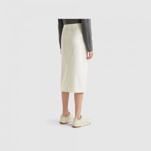 Falda Benetton Flowy slit Mujer Blancos | DQZGCW530