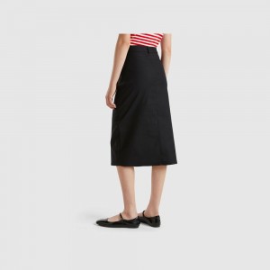 Falda Benetton Flowy slit Mujer Negros | YRVMPC243