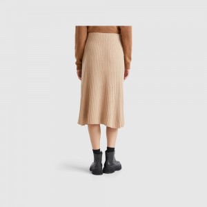 Falda Benetton Knit midi Mujer Marrom | UJQZPY325