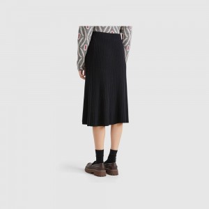 Falda Benetton Knit midi Mujer Negros | ONKZJX952