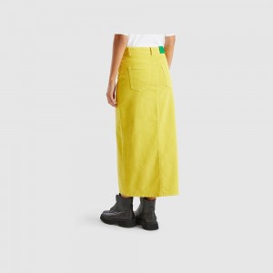 Falda Benetton Long corduroy Mujer Amarillos | XITCSF219