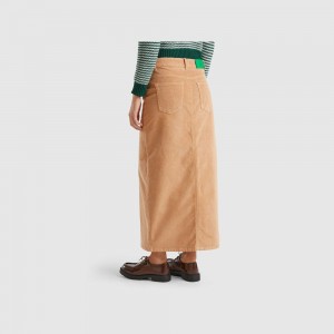 Falda Benetton Long corduroy Mujer Marrom | TIXRNG053