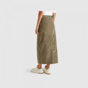 Falda Benetton Long corduroy Mujer Verde Oliva Verdes | WBINUG382