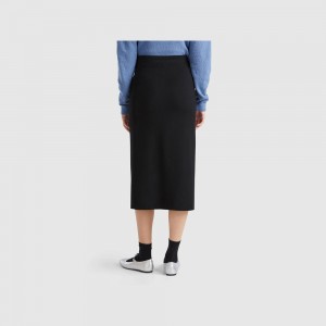Falda Benetton Midi slit Mujer Negros | JRUTGE761