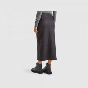 Falda Benetton Pinstripe midi Mujer Negros | OLVEBA945