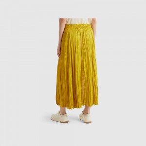 Falda Benetton Pleated satin Mujer Moutarde | INHQJF395