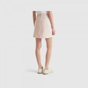Falda Benetton Stretch cotton blend mini Mujer Rosas | EDZSJX734