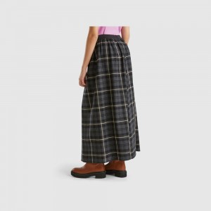 Falda Benetton Tartan check midi Mujer Grises Oscuro | KMYGUN614