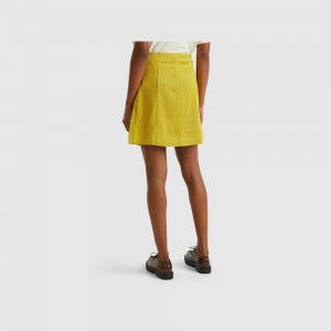 Falda Benetton Wrap mini velvet Mujer Moutarde | MLQRSU194