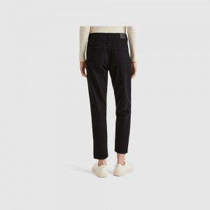 Jeans Benetton Cropped high-waisted Mujer Negros | OAISQV618