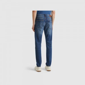 Jeans Benetton Five pocket slim fit Hombre Azules | RLNQJB916