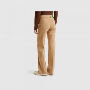Jeans Benetton Flared stretch Mujer Marrom | YBOWXN068