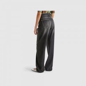 Jeans Benetton Loose fit Mujer Negros | GJUFKH603